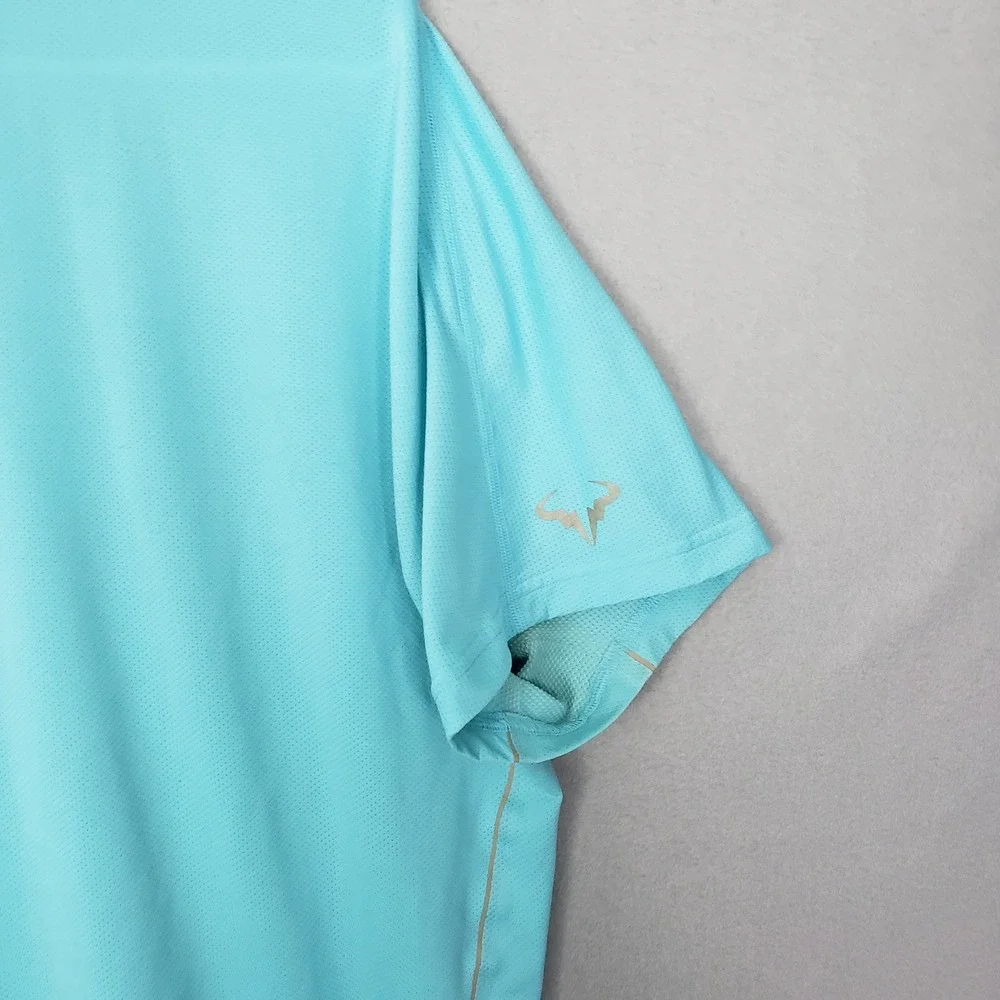 Nike Dri Fit Running Tee Shirt Aqua Blue Athletic Gym Workout Breathable Size XL